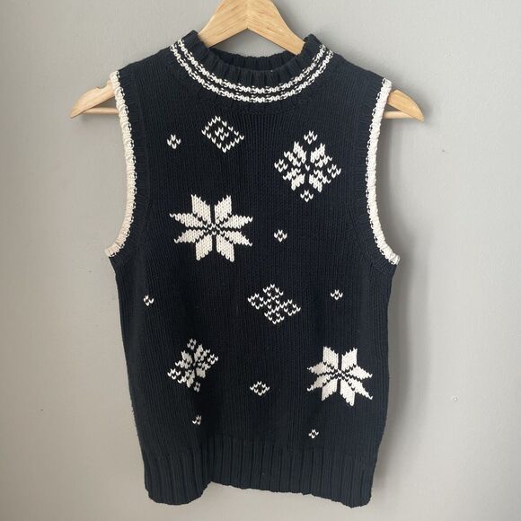 Tommy Hilfiger Jackets & Blazers - Tommy Hilfiger VTG Womens Sz M Snowflake Navy Sweater Vest Sleeveless Top‎